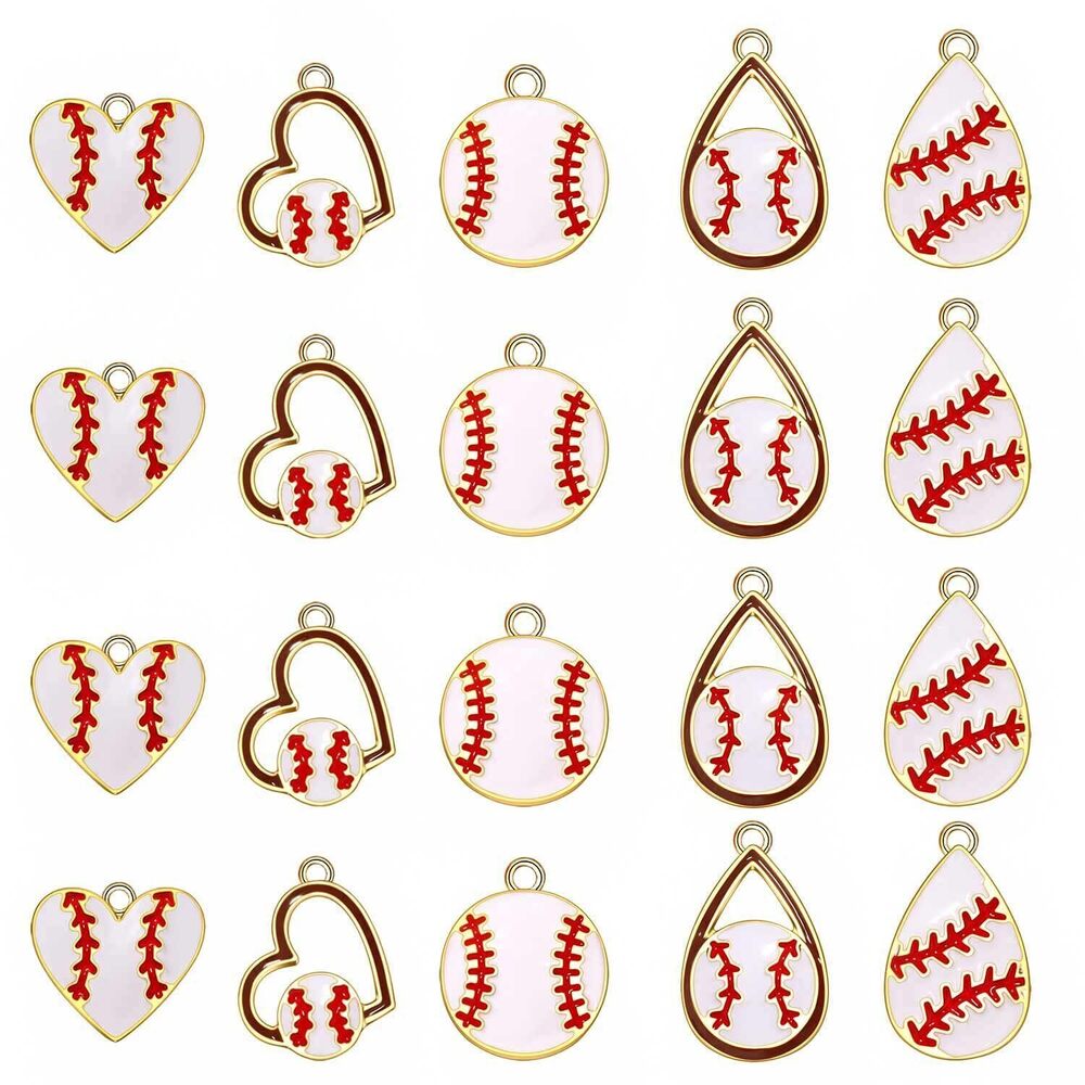 9443 20PCS Sports Charms Enamel Basketball Baseball Pendant Charms - Picture 6 of 6